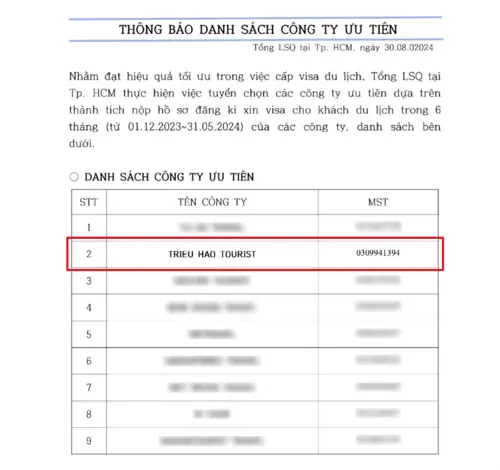 Du Lịch Triều Hảo Tự Hào Vinh Dự Nằm Trong Top 2 Công Ty Ưu Tiên Của Tổng Lãnh Sự Quán Hàn Quốc Tại Tp.hcm Năm 2024